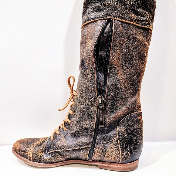 Sibyl Vane Distressed Leather Knee High Riding Boots Women 37 Equestrian Gaucho - Picture 5 of 15